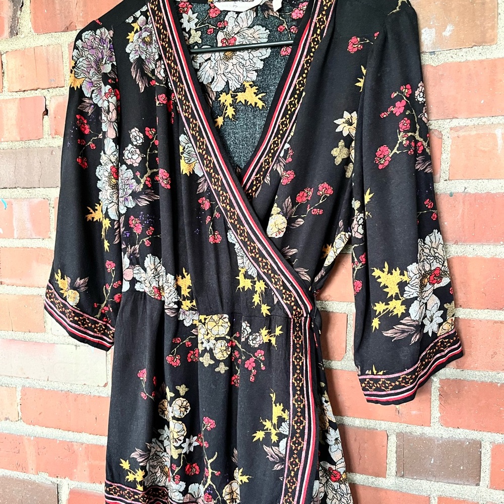 Soft Surroundings Black Floral Top